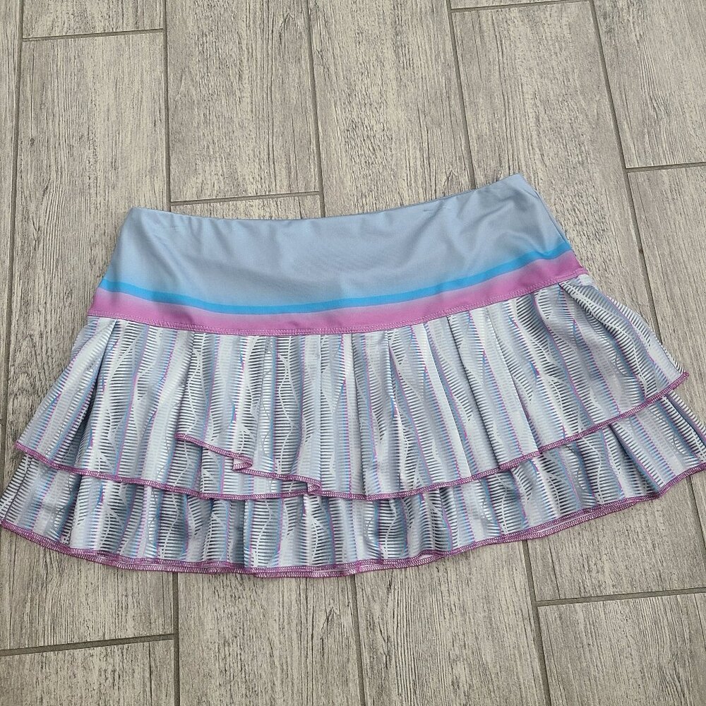 Lucky In Love women's blue and purple tennis athletic skort skirt size large 12